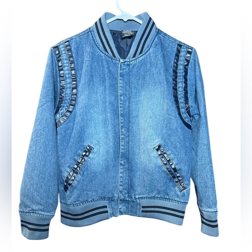 Ring of Fire big Kids Blue Jean denim varsity Jacket M